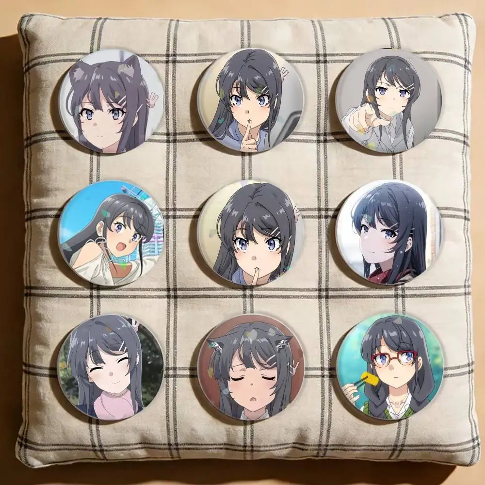 

Sakurajima Mai Laser Badge Creative Pins Brooch for Bag Clothes Hat Decor Gifts Fans Collect