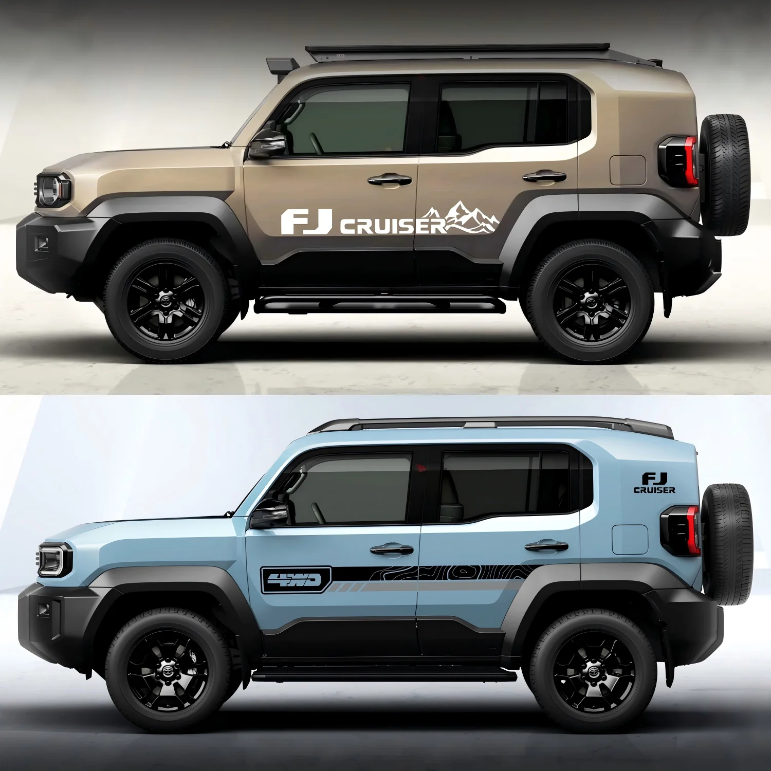 Car Sticker Decal For Toyota FJ Cruiser Side Body Stripe Racing Strip Vinyl Wrap Auto Exterior Personalized Off-Road Modificatio