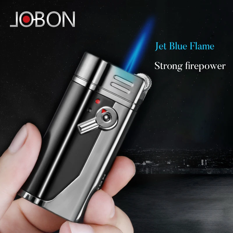 2023 Jobon Jet Flame Zinc Alloy Flint Torch Lighter Butane Gas Refillable With Smoking Tools Accessories Cigarette Holder Filter