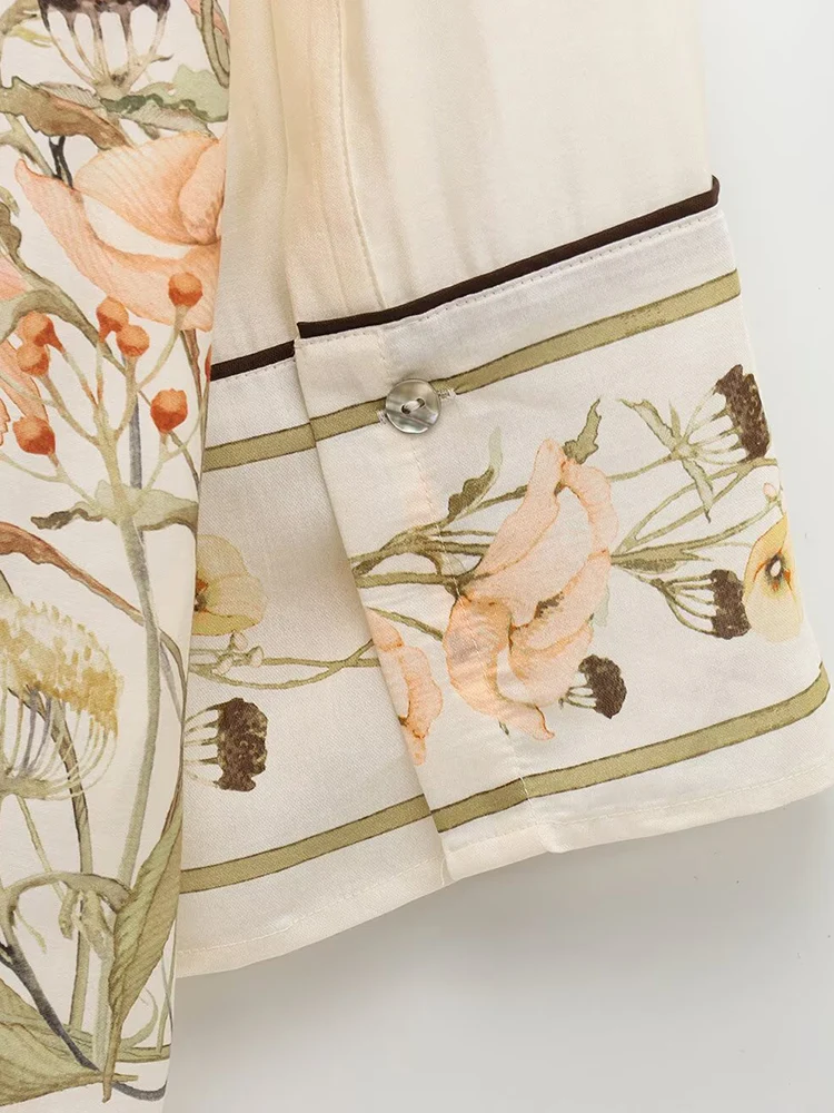 Vrouwen Zomer Shirts Blouses Tops 2025 Vintage Bloemenprint Losse Lange Mouw Vrouwelijke Elegante Straat Dunne Top Kleding