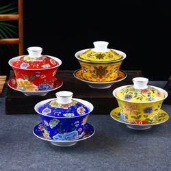 Gaiwan in porcellana blu e bianca dipinta a mano, Set da tè Kung Fu, tazza da tè, ciotola in porcellana da viaggio, bollitore facile, 200ml, 300ml