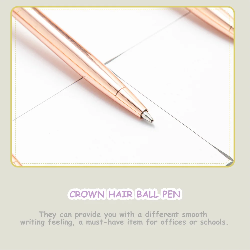 4 Pcs Assorted Ballpoint Pens Crown Hair The Office Gifts Plush Balls Luxury Alloy Fluffy