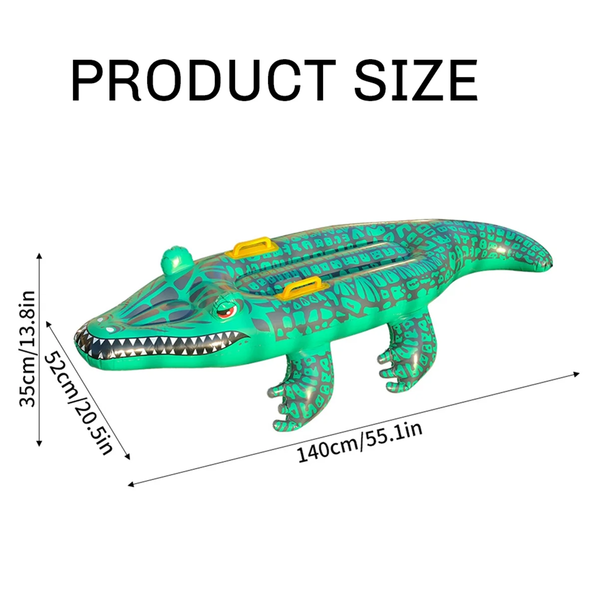 

Reptile Ride on Toys, Crocodile Inflatable Pool Float for Kids, Fun Beach and Pool Toy, Giant Inflatable Pool Float