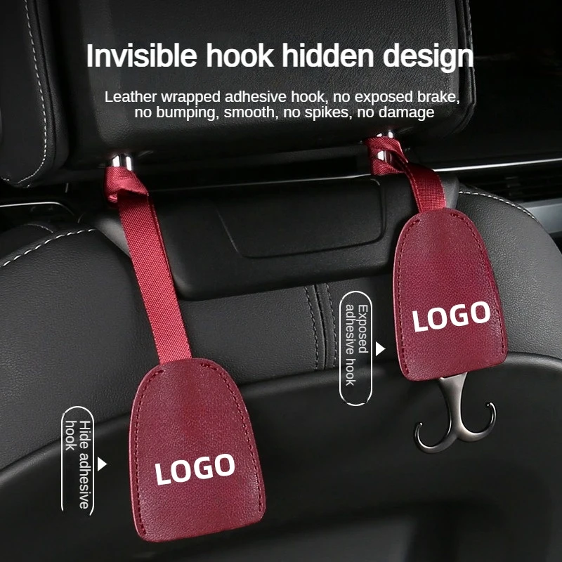 

Car High Quality Leather Fashion Multifunction Hook Up Car Rear Seat Headrest Hanger Hook Hanging Bag Cloth Car Clip Refit