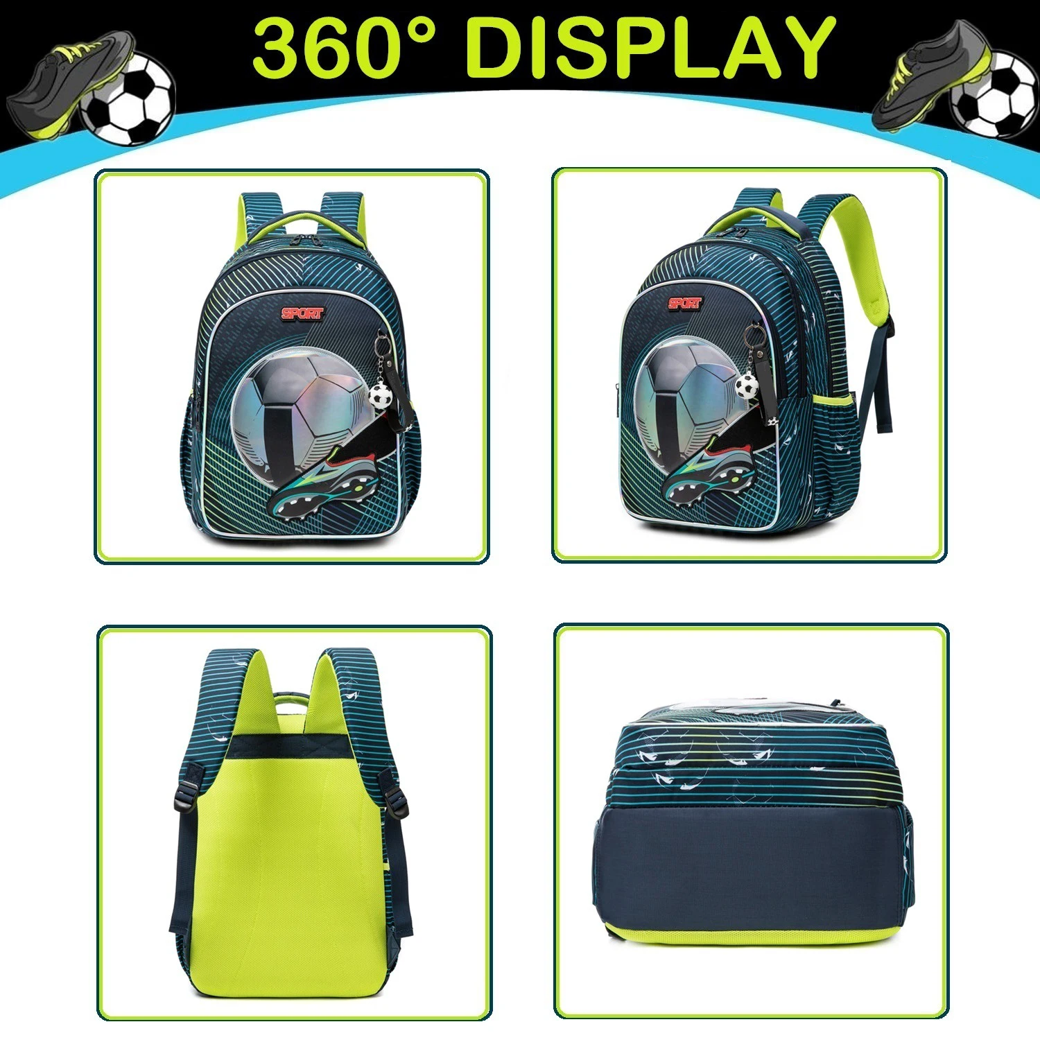 Kids School Backpacks for Boys Large Capacity Bookbag Set with Lunch Bag and Pencil Case Elementary Student Daily Backpack Back to School Supplies view 5