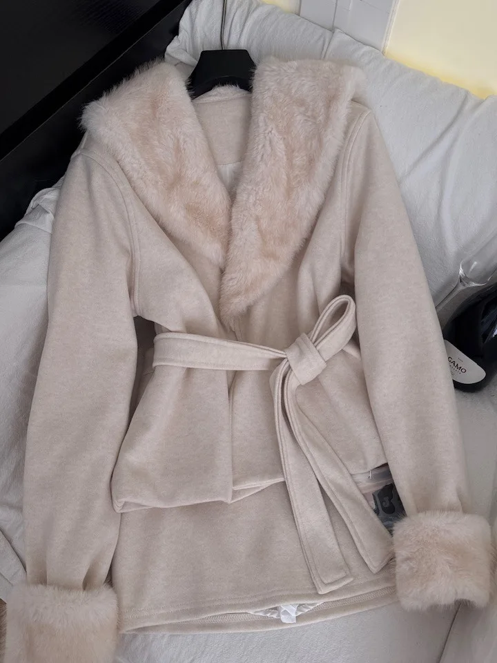 

Ele комплект из двух предметов, женская осенне-зимняя длинная юбка с воротником из искусственного меха све, утягивающая юбка с высокой талией, полиэфирное волокно