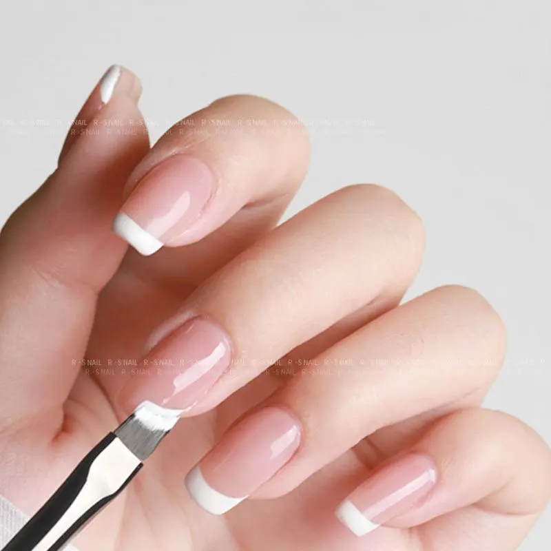 1 pz testa obliqua punta francese pennelli per unghie forma di luna francese pennello per unghie penna gel UV pittura acrilica disegno penna strumenti per manicure 8 #