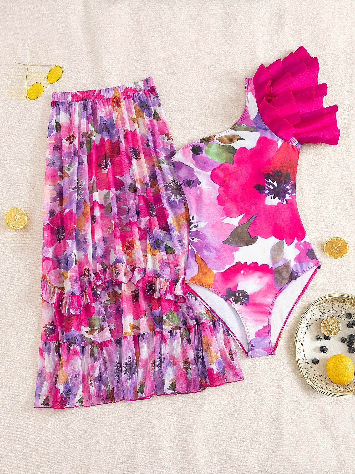 Printed Long Sleeves Women Swimsuits With Beach Cover Ups 2025 Swimwear Lady Bodysuit Holiday Outfits Cheap Clearance