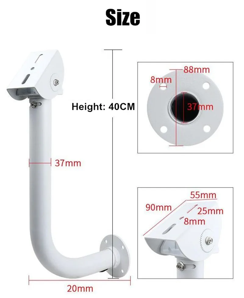 Aluminum Alloy Surveillance Security Camera Bracket Adjustment Side Mount L-shaped Monitoring Wall Bracket 40cm 50cm 60cm Height