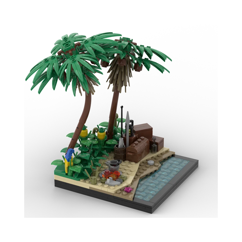 بقعة جديدة MOC-213251 مكعبات بناء تجميع الجسيمات الصغيرة مجموعة ألعاب شجرة نباتية صغيرة لبناء الشاطئ #3