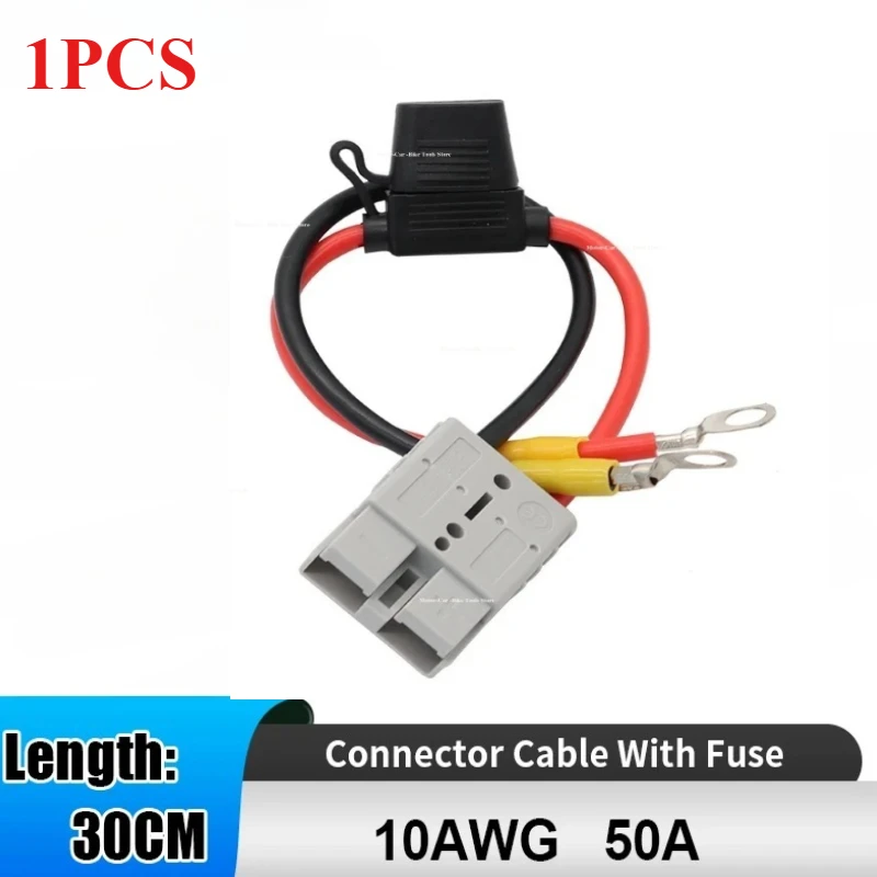 

10AWG 50Amp Plug Extension Cable for Electric Vehicle Forklift Plug Terminal Block Terminal Battery Charging Connector Cable Kit