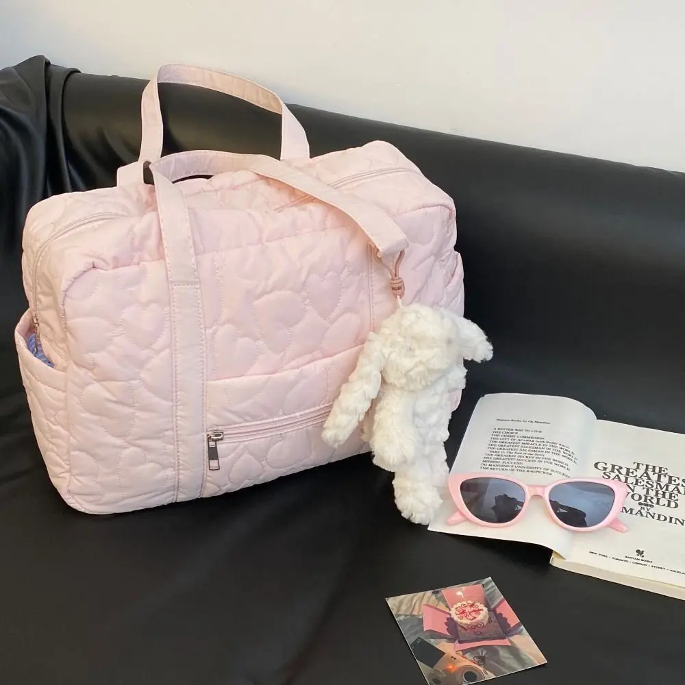 

Sweet Underarm Bag Travel Luggage Bag Korean Style Heart Cosmetic Bag Solid Color Tote Bag Makeup Pouch Bag Office Worker