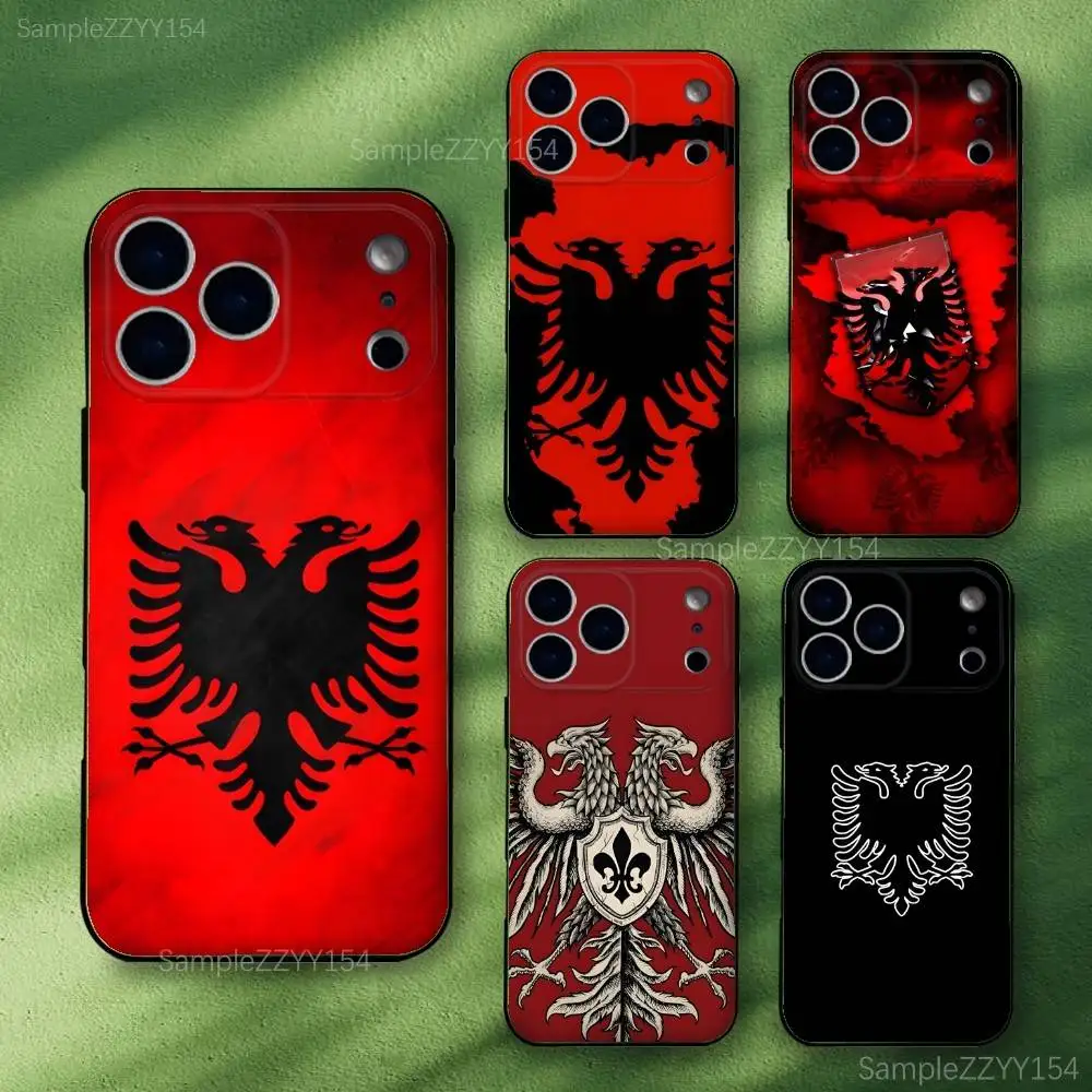 

Albania Flag Phone Case For iPhone 17,16,15,14,13,12,Pro,Max,Plus,E,SE4,Air,Mini Black Soft Funda