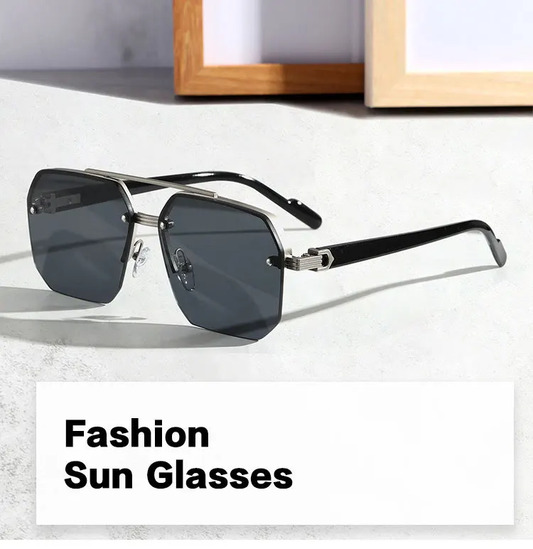 

Eyewear Sunglasses New Boys Driving Big Face Thin Driving UV400 Advanced Half Frame Sunglasses Square Frame Lunettes T5