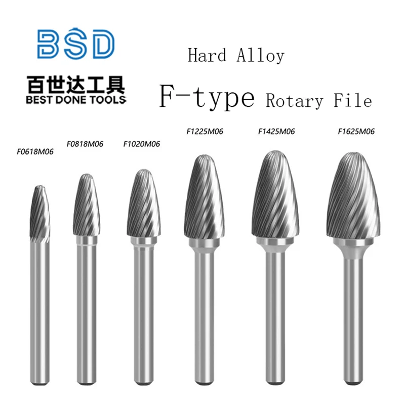 F Series Hard Alloy Rotary File (F0313-F1925) | 3-19mm Cut Dia for Metal Wood Grinding Polishing