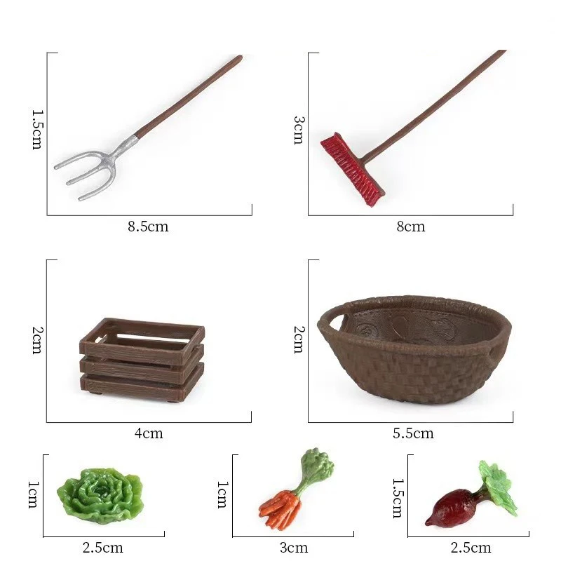 1 Set 1:12 Dollhouse Miniature Gardening Shovel Rake Lawn Mower Vegetable Farm For Doll House Outdoor Planting Scenes Decor Toys