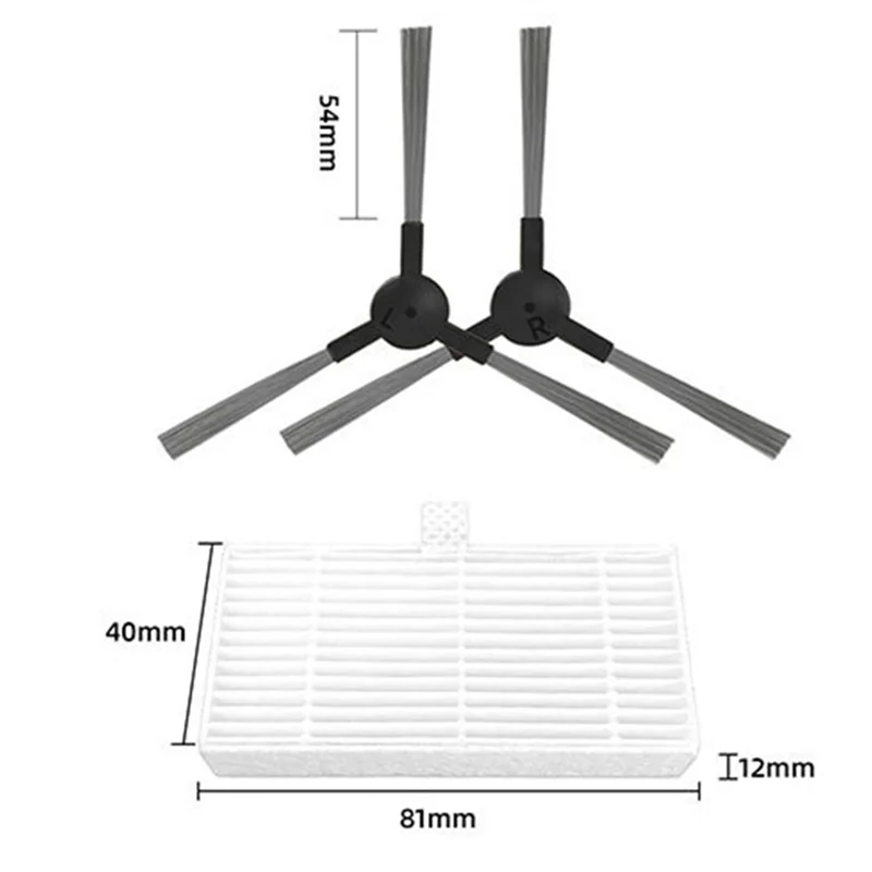 Robot Vacuum Replacement Filter Side Brush Replacement Accessories For MAMNV BR150/BR151 For GTTVO BR150-Y48A