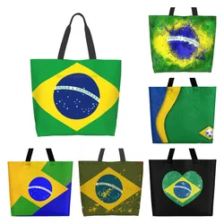 Women Shoulder Bag Brazil Flag Large Capacity Shopping Grocery Tote Bag For Ladies