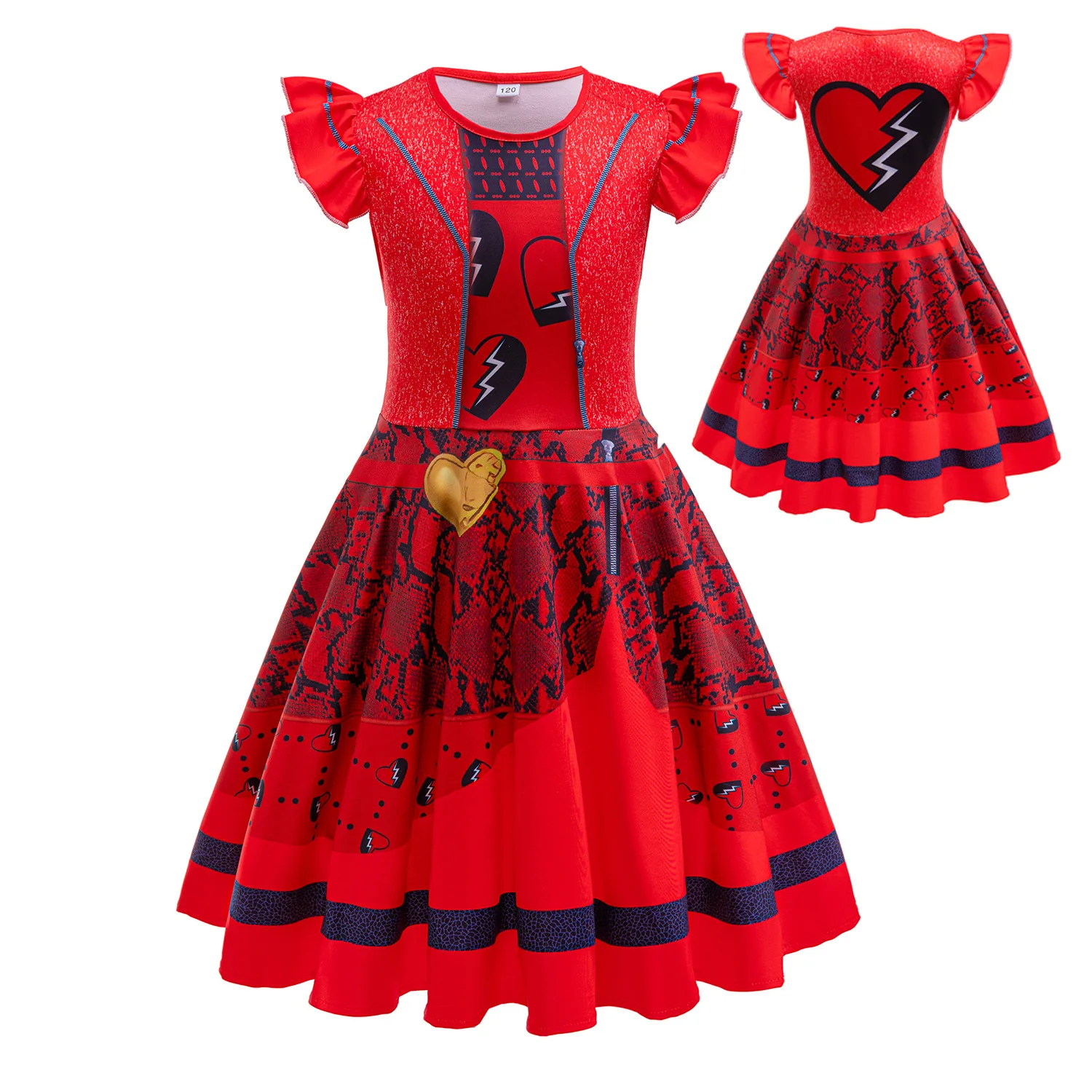 Disney filme descendentes a ascensão do traje vermelho bebê menina cosplay roupas anime vermelho uliana roupas festa de halloween vestido rainha