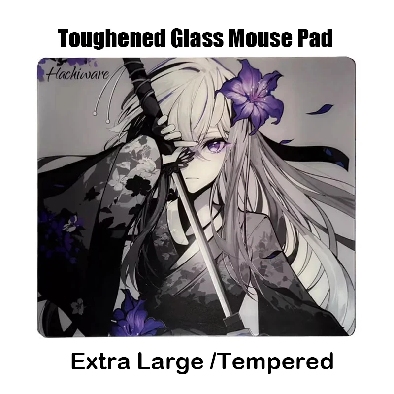 Japanese Anime Toughened Glass Mouse Pad E-Sports Game FPS Specialized Extra Large Tempered Desktop Mat Office Custom Mousepads