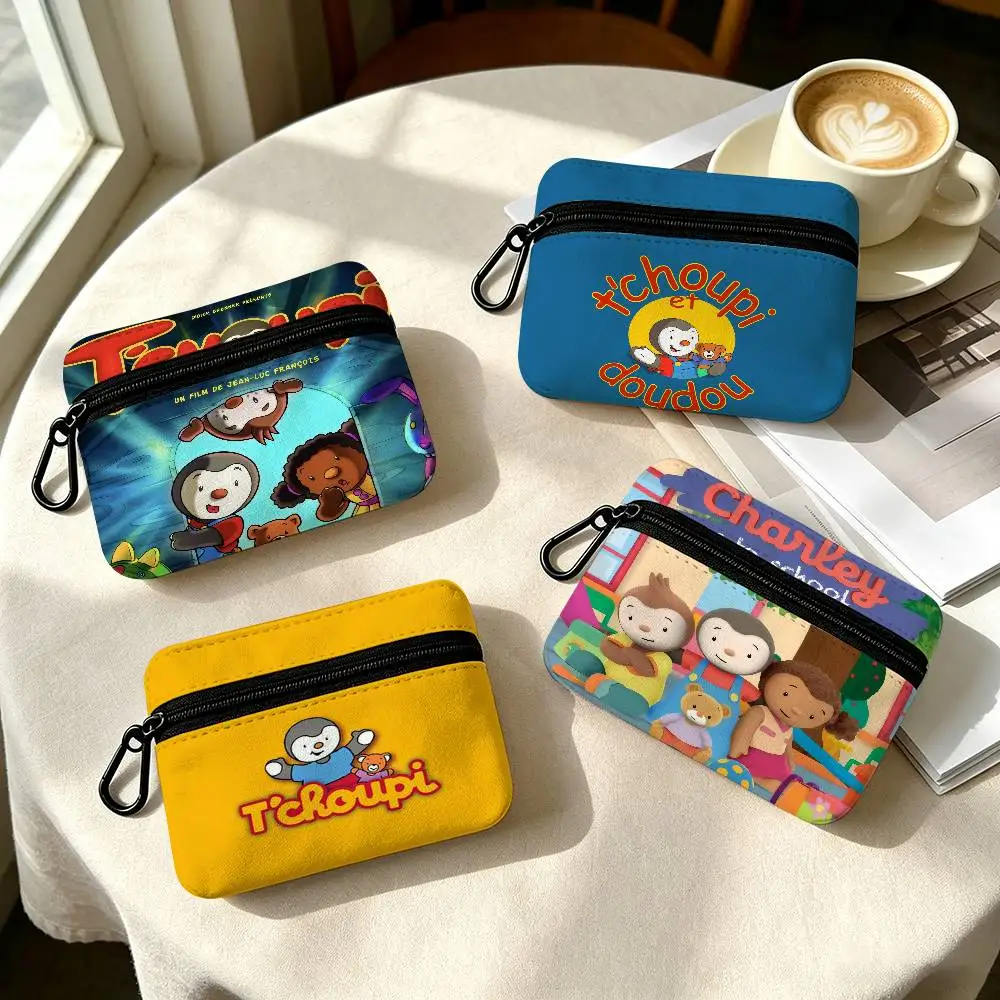 Cartoon Tchoupi Penguin   Daily Carry Oxford Fabric Small Coin Purse Multi-use Storage Pouch For Keys Cards Coins