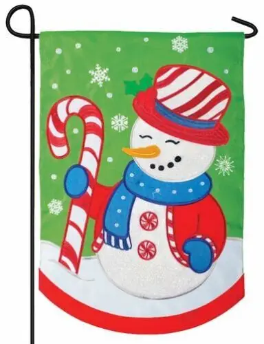 Peppermint Snowman Double Applique Garden Flag