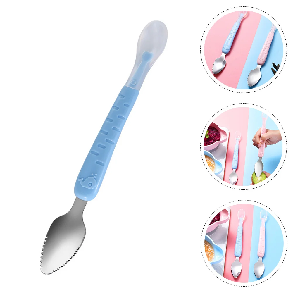 Double Ended Scraper Puree Scraping Spoon Fruit Scoop Head Baby Feeding Supplies