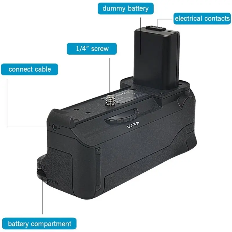 ABDE-For Sony A6300 Pro A6300/A6000 Battery Grip Featuring Built-In Remote Control, Vertical Mounting, Functionality Screen Lock