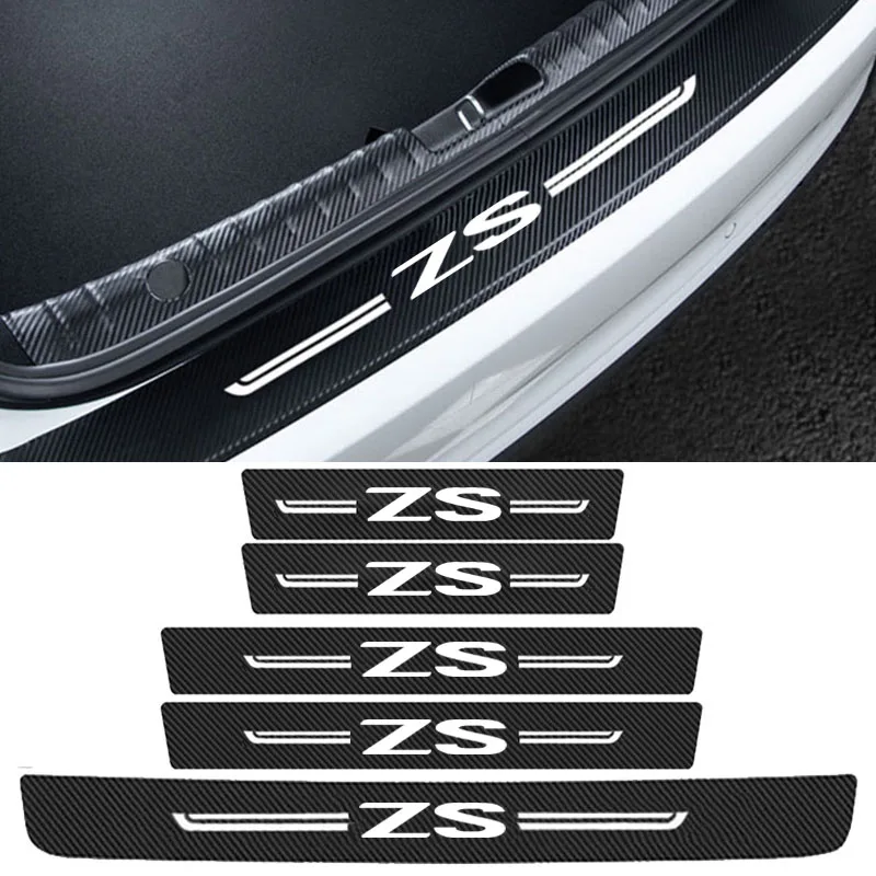 Car Interior for MG ZS Logo Door Threshold Anti Scratch Stickers Front Rear Sill Trim Decals Protective Film Trunk Bumper Strips