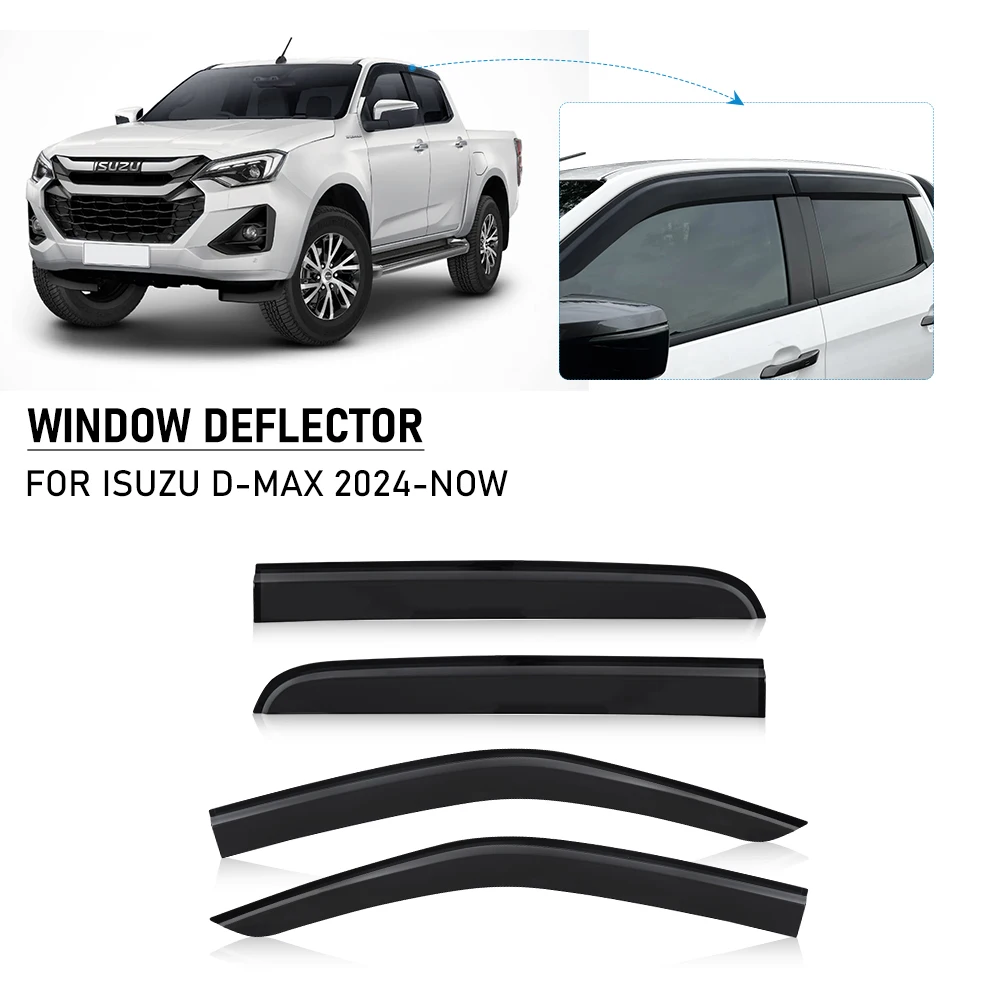 

Door Visor Sun Rain Weather Guard Weather Shields For Isuzu D-max Dmax 2024+Double Cabin Injection Weathershield Car Accessories