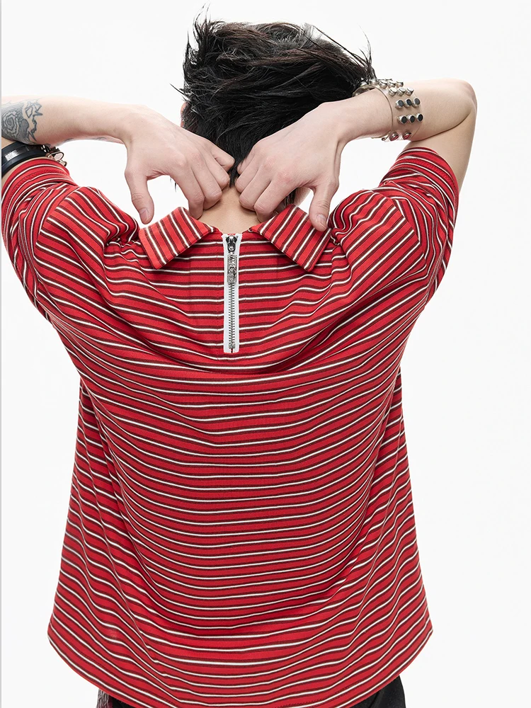 LUZHEN 2026 Summer Fashion Letter Printed Logo Lapel Stripe Short Sleeve T-shirts Men's Handsome Casual Trendy Polo Tops JY6306