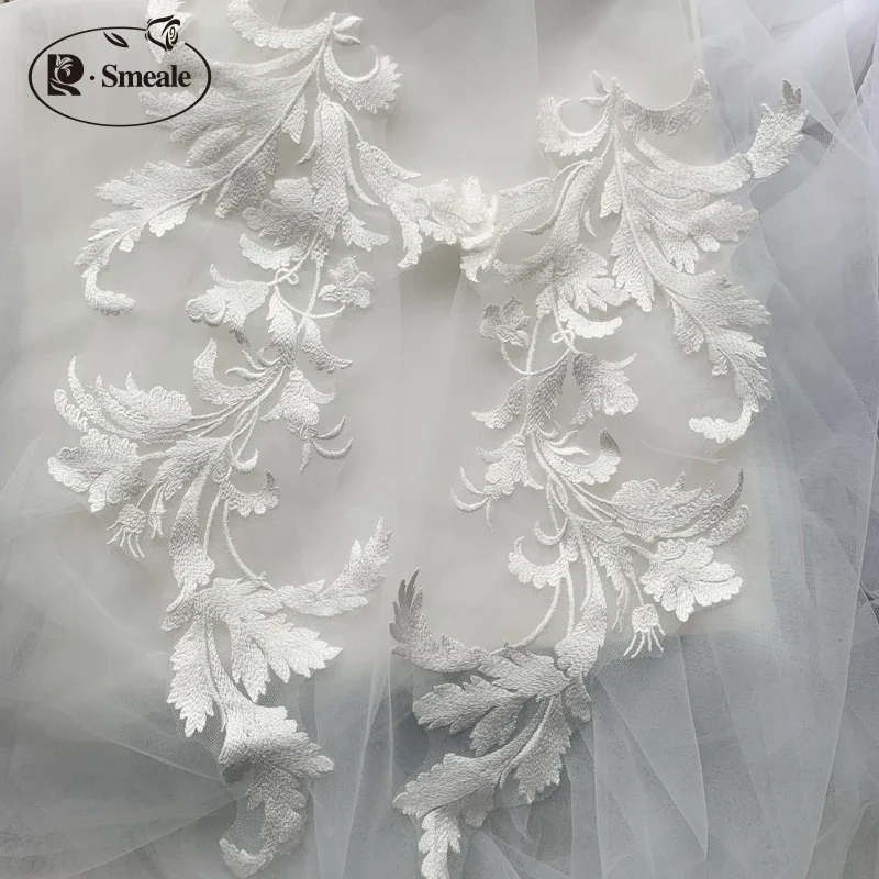 1 Pairs of Multi-color Cotton Thread Lace Clothing Patches, Flower Embroidery Pieces DIY Wedding Decoration Accessories