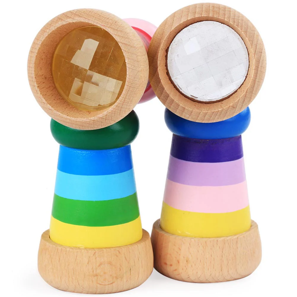 Delicate Wooden Kaleidoscope Toy Stylish Children Educational Toys Rotating Interior Kaleidoscope for Gift Kids (Random Color)