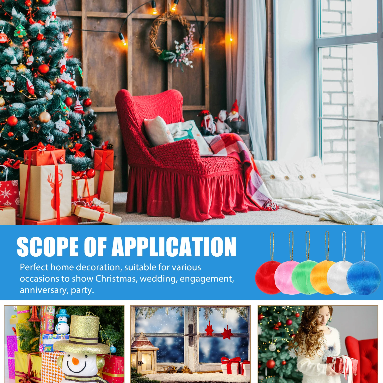 

30pcs Christmas Snow Globe Pendant Tree Decor Colorful Silk Ball Holiday naments Home Party Wedding Anniversary