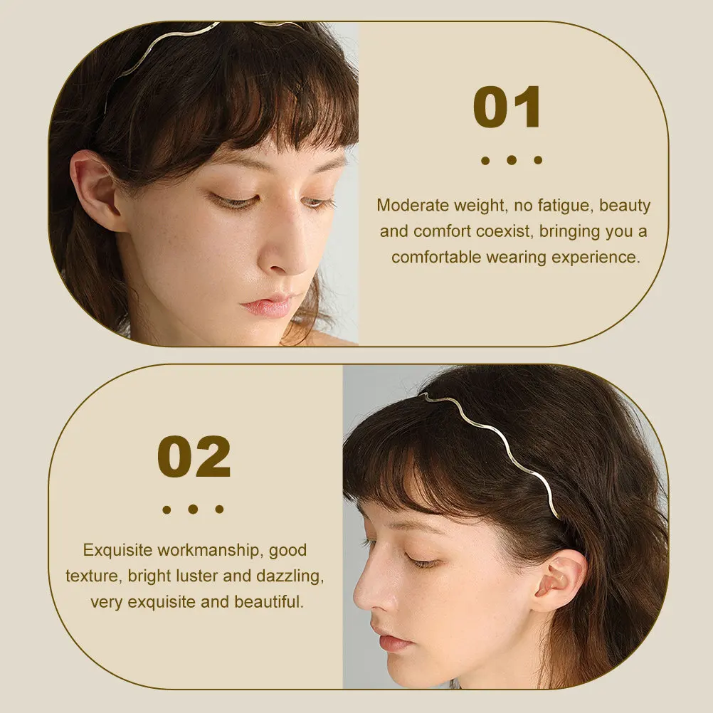 

Набор из 6 изящных металлических ободков для волос: минималистичные, стильные, праздничные, для повседневного использования, удобные в носке