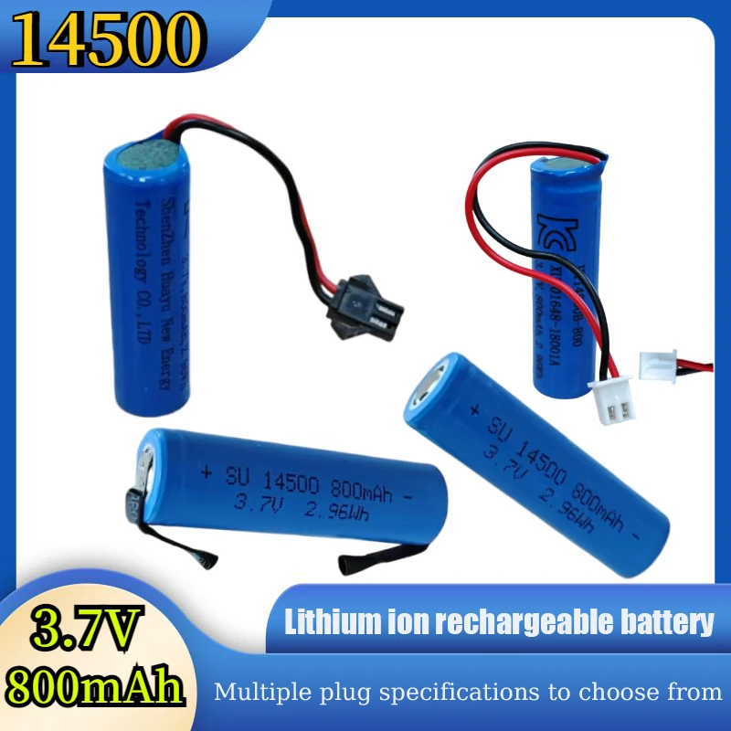 Brand New 100% Original AA 3.7 V 800mAh High Capacity 14500 Lithium Ion Rechargeable Battery with Nickel Blades Terminal Heads