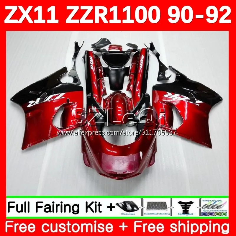 ZX-11R For KAWASAKI NINJA ZZR 1100 Pearl red CC ZX-11 ZX11R 90 91 92 113No.6 ZZR1100 ZX 11R 11 ZX11 R 1990 1991 1992 Fairing