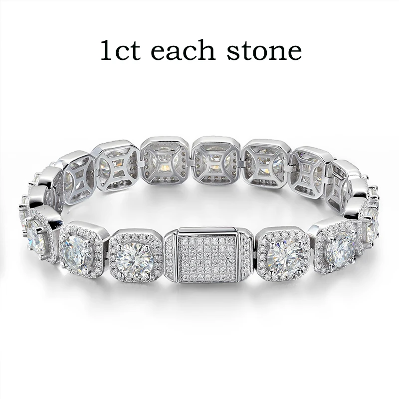 Men Women 4‑6.5mm D‑Color VVS1 Full‑Paved Moissanite Tennis Bangle Bracelet S925 Sterling Silver GRA Certified Pass Diamond Tester Classic Luxury Fine Jewelry Party Wedding Gift view 3