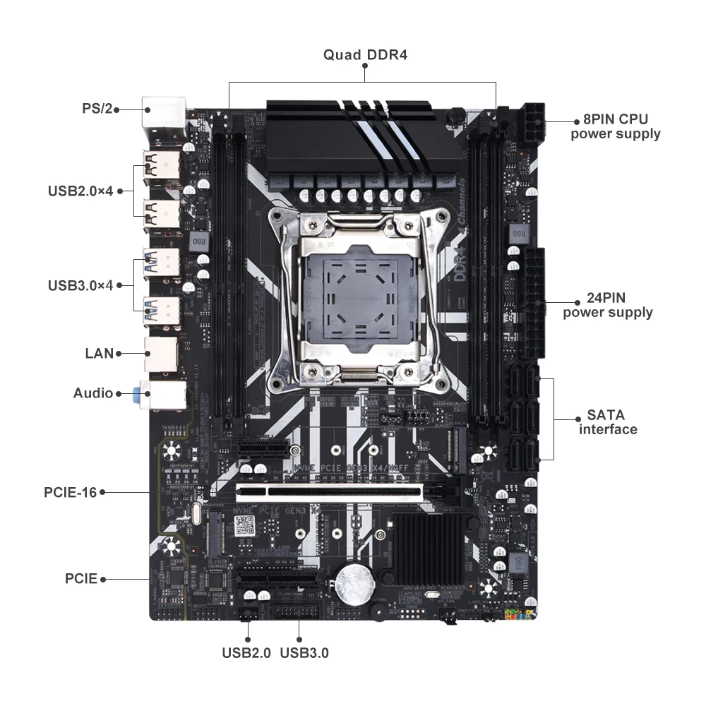 Imagem -02 - Placa-mãe Xeon X99 D4m Lga 20113 Intel e5 v4 v3 Suporte Ddr4 Atecle Recc Combo Nvme Novo 2024