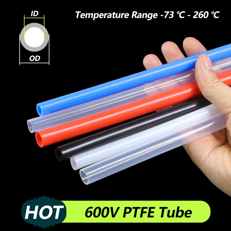 1/5/10m PTFE FEP Tube Diameter 1/2/3/4/5/6mm High Temperature Resistance Insulated Rigid Pipes 600V For 3D Printer Parts Pipe