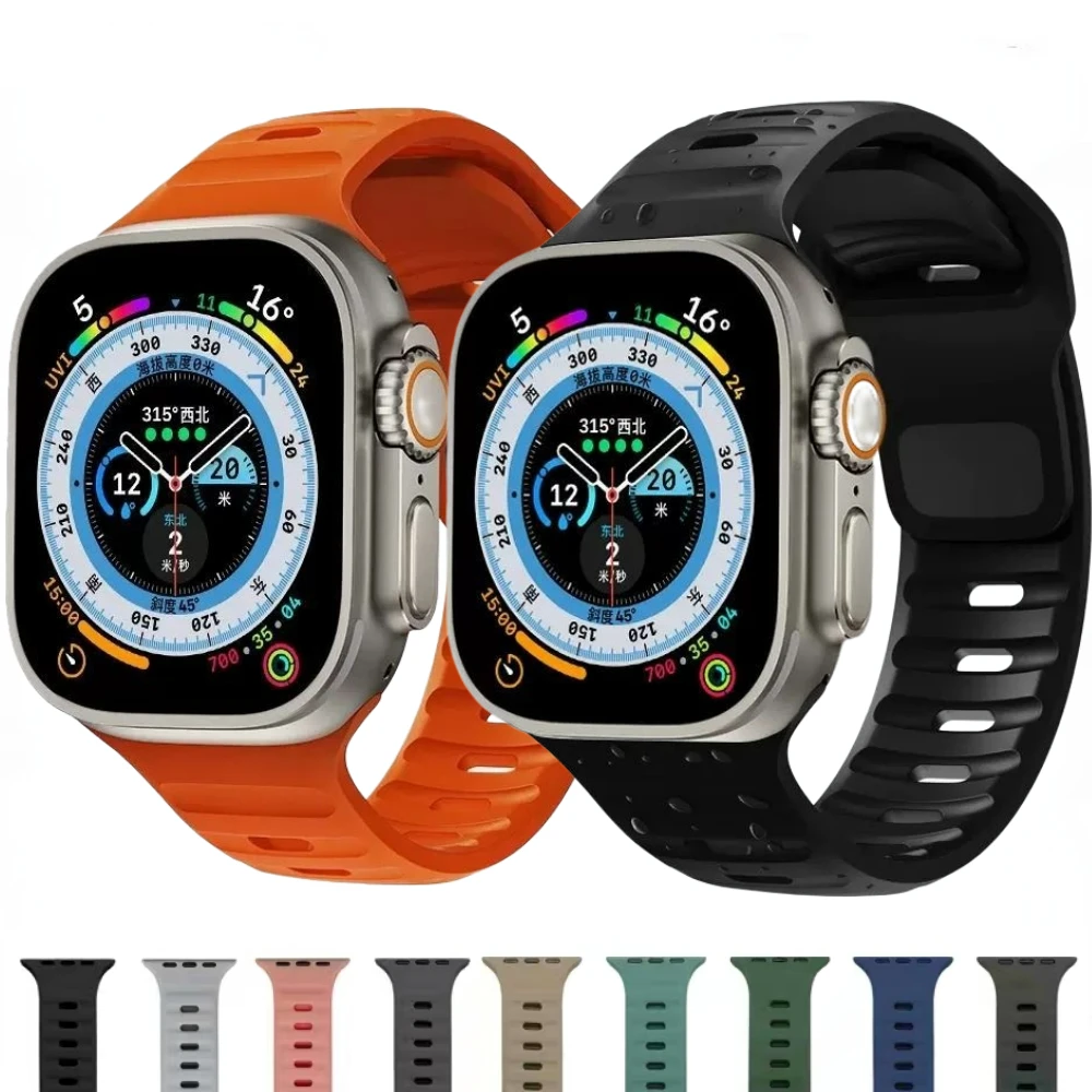 

Soft Silicone Strap for Apple Watch Band Ultra 49mm 45mm 44mm 46mm 42mm 41mm 40mm 38mm Wristband iWatch Series 10 9 8 7 6 5 4 SE