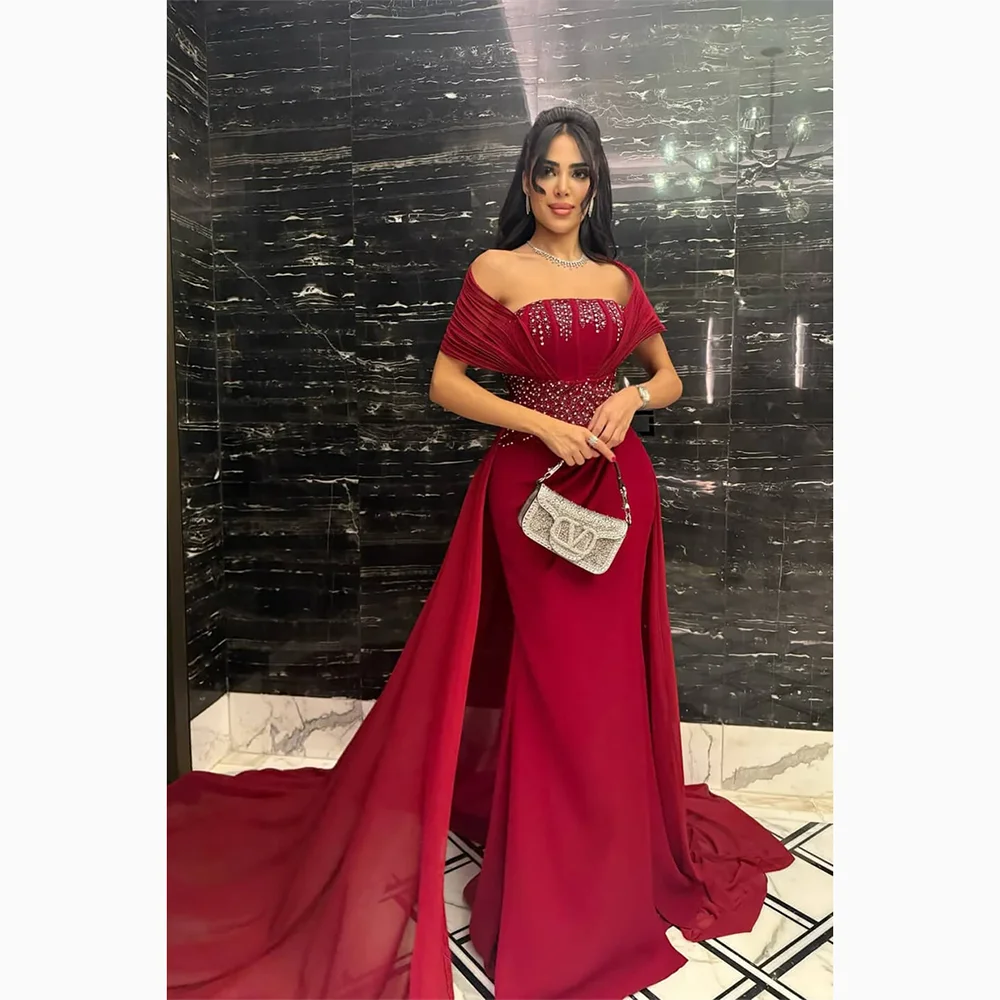 

Модное вечернее платье с открытыми плечами, расшитое бисером, платье для выпускного вечера длиной до пола, прямые вечерние платья по индивидуальному заказу