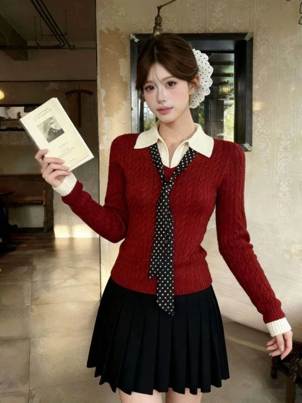 

Женский вязаный свитер с коротким рукавом, теплый, с флисовой подкладкой, топ с цветными блоками, зимняя мода