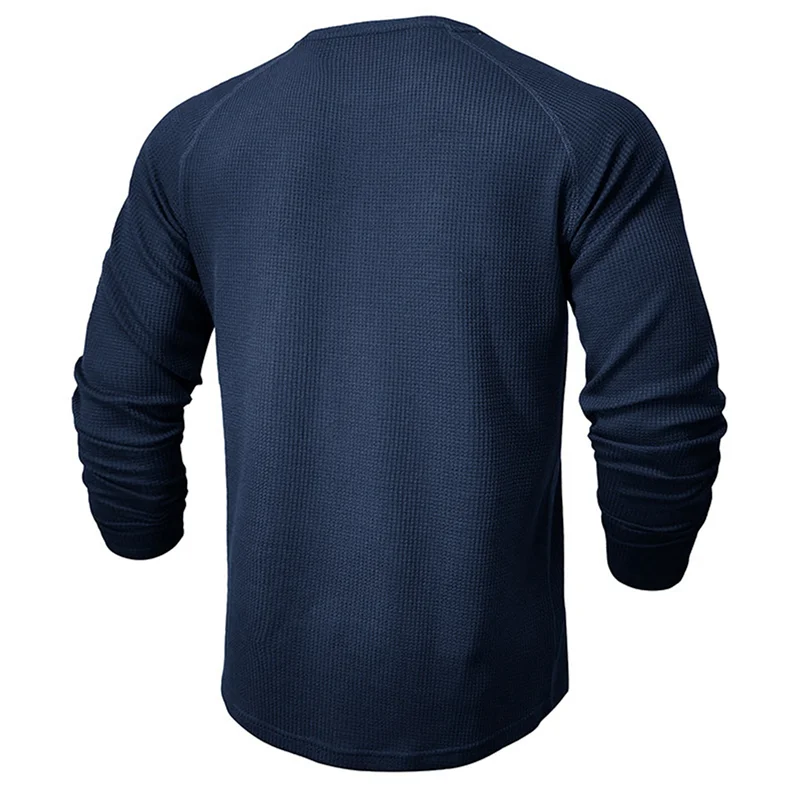 

AT33 Men's Henley T-Shirt Long Sleeve Casual Button Pullover Shirts Soft Stretch Basic Waffle Tees Fall Tops