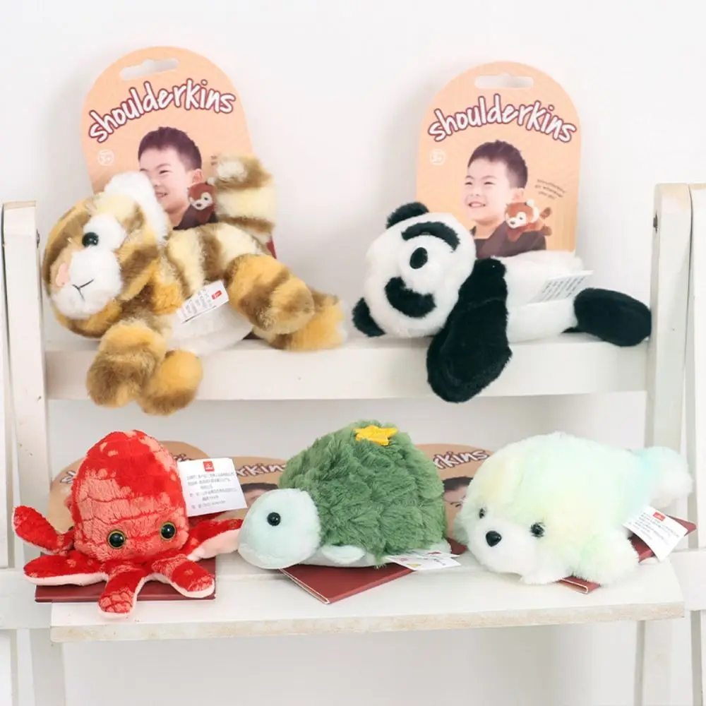 Bonecas de pelúcia ombro brinquedo de pelúcia polvo/tigre panda guaxinim em pé ombro animais pinguim tartaruga dos desenhos animados