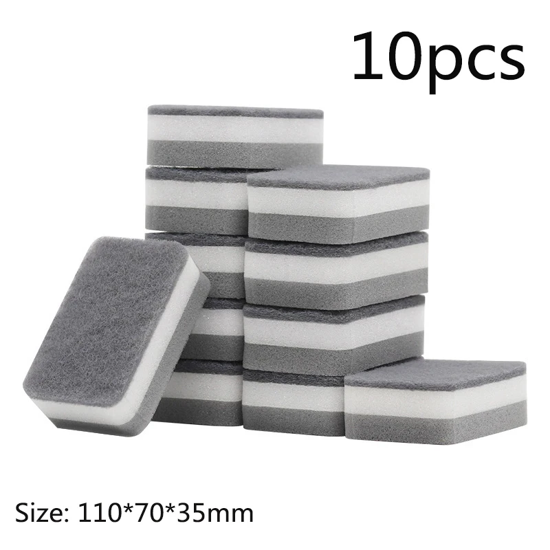 10Pcs Sponge Cleaning Cloth Household Nano Sponge Three Floors Sponge Wipe Dishwashing Cloth For Kitchen Bathroom Cleaning Tools