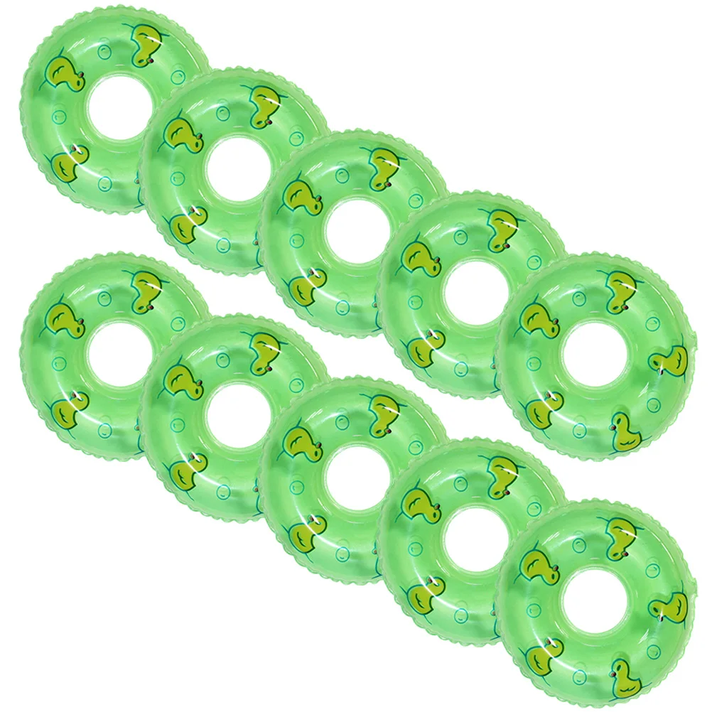 

10 Pcs Mini Swim Ring Accessories Realistic PVC Pool Rings Photo Props Compact Size Safe Material Kids Toy Duck Theme Miniature