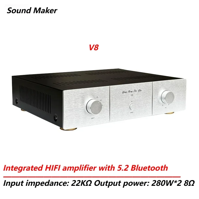 

Sound Maker-Upgraded version V8 Bluetooth 5.2 & 280W*2 American gold-sealed tube combined high-power HIFI amplifier