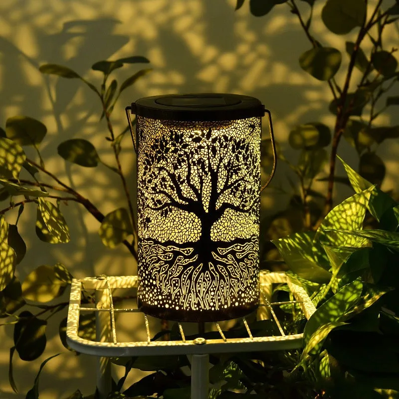 

Solar Iron Tree Lamp Smart Light Control Projector Garden Lamp Balcony Decorative Lighting Waterproof Outdoor Lantern