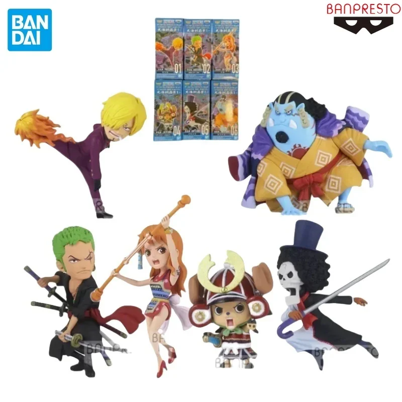 Original BANDAI BANPRESTO One Piece WCF WT100 Drawn By Eiichiro Oda Vol.1 Sanji Zoro Nami Chopper Brook Jinbe Anime Figures